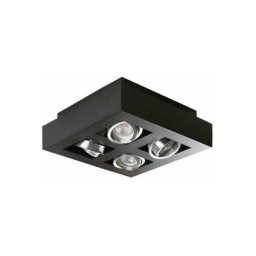 Plafonnier saillie carré pour 4 ampoules GU10 Noir