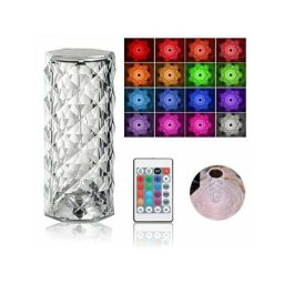 Lampe de Table Tactile Cristal led Veilleuse 16 Couleurs Rechargeable Rose Diamant Lampe de Table
