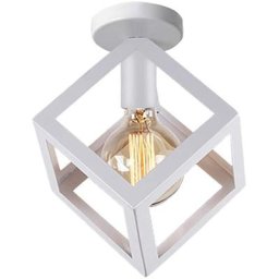 Plafonnier Moderne Cube en Métal E27 Suspension Luminaire 22CM pour Salon Salle de Bains Chambre