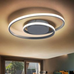 Plafonnier led argent Lampe de salon moderne dimmable Plafonnier design, variateur d'intensité, 1x