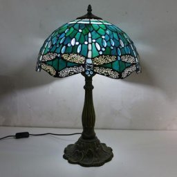 Lampe Tiffany Veilleuse Vitrail Bleu Lampe De Table Tiffany Grand Vintage Salon Chambre Maison