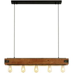 Suspension à intensité variable 'Nilaska' en métal pour salon & salle à manger - bois, noir