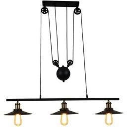 Stoex - Lampe à suspension à poulie rétractable industrielle noir luminaire suspendu plafonnier