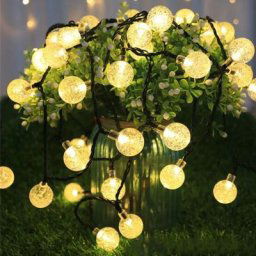 Guirlande lumineuse solaire d'extérieur, 50 led 23 pieds Globe en cristal avec 8 modes, lumières de