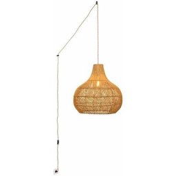 Barcelona Led - Suspension en osier Samoa avec interrupteur et prise Corde - Corde