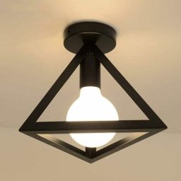 Plafonnier Industrielle Retro en Métal Cube Fer Noir, Suspension luminaire pour Salon Chambre Café