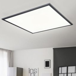 Plafonnier plat à panneau led Plafonnier led pour salon, carré alu noir opale blanc mat, 1x led 30
