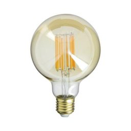Ampoule Filament led déco verre ambré G95, culot E27, 1521 Lumens, conso. 15W (equivalence 100W),