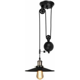 Stoex - Lampe à suspension à poulie rétractable industrielle noir luminaire suspendu plafonnier