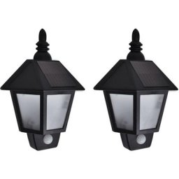 Vidaxl - Appliques murales solaires 2 pcs avec capteur de mouvement Noir n/a