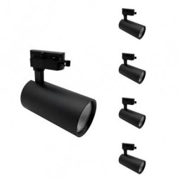 Spot led sur Rail 30W 60° Monophasé noir (Pack de 5) - Blanc Neutre 4000K - 5500K - Blanc Neutre