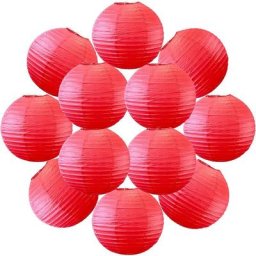 12x Lanterne Papier 30 cm Rouge - Suspension Boule Papier 30 cm (12'') type Lanterne Japonaise pour