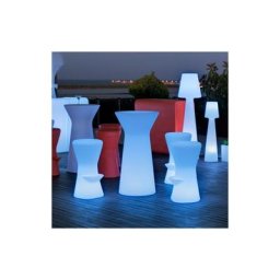 Tabouret rond lumineux 74 solaire+batterie rechargeable led rgb avec télécommande ø40x74cm - Moovere