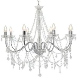 Lustre avec perles Argenté 8 ampoules E14 vidaXL - Argent