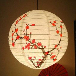 Linghhang - 35cm Papier Prunier Ronde Lanterne Abat Oriental Chinois Style De Light Restaurant De