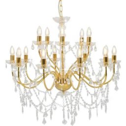 Lustre 2 couches Doré 15 ampoules E14 Vidaxl Doré