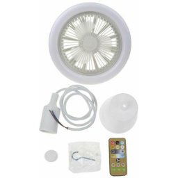 Ventilateur de plafond télécommandé rond de 26 cm avec lampe à LED E27 30 W minuterie 1/2/4 heure