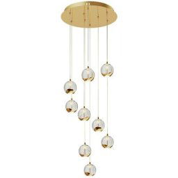 Led Suspension en verre 'Hayley' en métal pour salon & salle à manger - transparent, doré