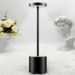 Noir-Lampe de table sans fil rechargeable, 5000mAh lampe de bureau led en métal design charge usb,