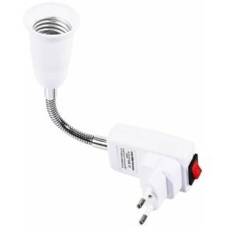 E27 Support de Lampe Douille E27 Adaptateur Prise avec Interrupteur Métal (eu Plug)