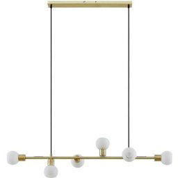LED Suspension 'Biscala' en métal pour salon & salle à manger - laiton mat, blanc opale mat