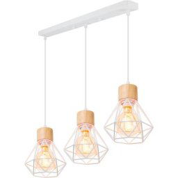 Axhup - Suspension Luminaire en Bois Fer Lustre Suspension Deisgn Vintage Industrielle pour Salle à