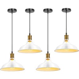 4 Pack Suspension Lustre Rétro Design en Métal E27 Lampe Plafonnier Luminaire pour Chambre Couloir