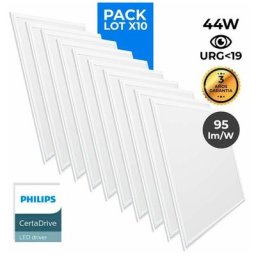 Pack de 10 panneaux led slim 60X60 cm - Driver Philips - 44W - UGR19 Blanc Froid - Blanc Froid