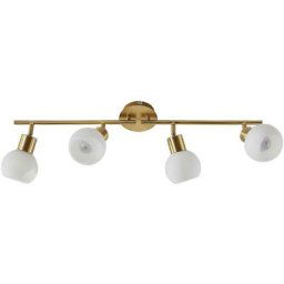 Led Plafonnier 'Elaina' en métal pour salon & salle à manger - laiton, blanc opale