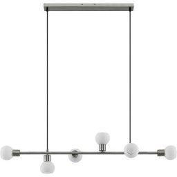 Lindby - led Suspension 'Biscala' en métal pour salon & salle à manger - nickel mat, blanc opale mat