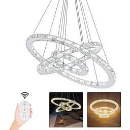 Suspension 96W Dimmable Lustre de Cristal led Suspension led Luminaire de Salle à manger Eclairage