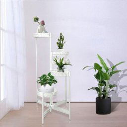 Tagère à Fleurs en métal pliable à 4 Niveaux/Porte Plante Blanc Décoration-pour Maison Balcon