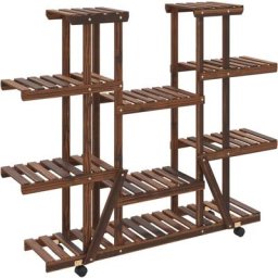 Support à fleurs avec roues 110x25x115 cm bois massif de sapin vidaXL - Brown