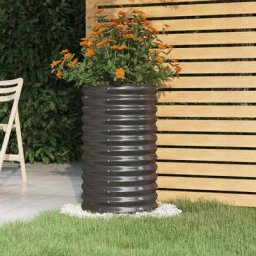 Jardinière Bac a Fleur | Acier enduit de poudre 40x40x68 cm Anthracite 33687 - Anthracite