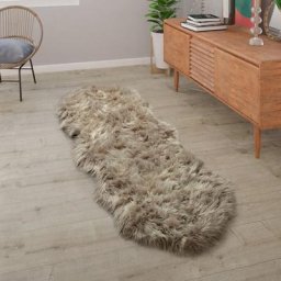 Paco Home - Tapis De Salon Fausse Fourrure Imitation Shaggy Coussins De Sol Forme Cœur Rond Beige,
