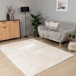 Paco Home - Tapis Salon Chambre Adulte Poils Ras Lavable En Machine Uni Moelleux 60x100 cm, Crème