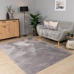 Paco Home - Tapis Salon Chambre Adulte Poils Ras Lavable En Machine Uni Moelleux Gris, 200 cm rond