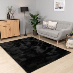 Paco Home - Tapis Salon Chambre Adulte Poils Ras Lavable En Machine Uni Moelleux 60x100 cm, Noir