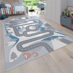 Paco Home - Tapis Pour Enfants, Tapis De Jeux Pour Chambre D'Enfant Motif Rues Avec Animaux Crème