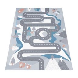 Paco Home - Tapis Pour Enfants, Tapis De Jeux Pour Chambre D'Enfant Motif Rues Avec Animaux Crème