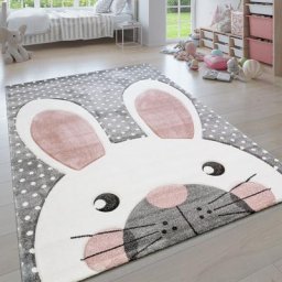 Paco Home - Tapis Enfant Moderne Pastel Chambre Animaux 3D 80x150 cm, Gris