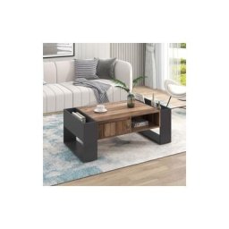 Table basse en bois, Avec compartiments de rangement des deux côtés, table de canapé du salon,