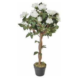 Paris Prix - Plante Artificielle En Pot rosier 90cm Vert & Blanc