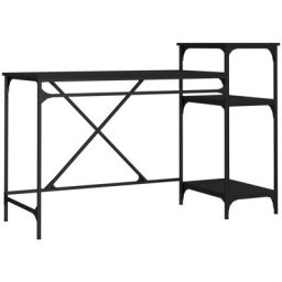 Bureau avec étagères noir 135x50x90 cm bois d'ingénierie et fer Vidaxl Black