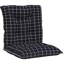 Coussins de chaise à dossier bas lot de 4 noir à carreaux tissu Vidaxl Black and white