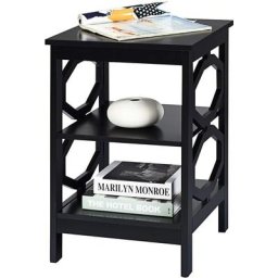 Table de Nuit Moderne avec 3 Étagères Stable et Durable, Bout de Canapé avec Conception Ouverte