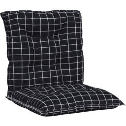 Coussins de chaise à dossier bas lot de 6 noir à carreaux tissu Vidaxl Black and white