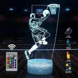 Veilleuse 3D Basketball Man avec télécommande et contrôle tactile, plusieurs modes de couleur et de