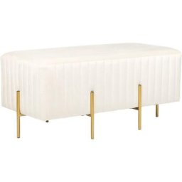 Banquette Intérieur Glamour avec Pieds Métal Dorés en Velours Crème Dayton - Blanc
