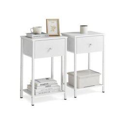 Table de Chevet, Lot de 2, Table d'Appoint avec Tiroir en Tissu, avec Étagère de Rangement, 38 x 28